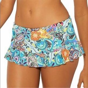 Bleu Rod Beattie Let Loose Ruffle Skirted Bikini Bottoms SZ 10 NWT